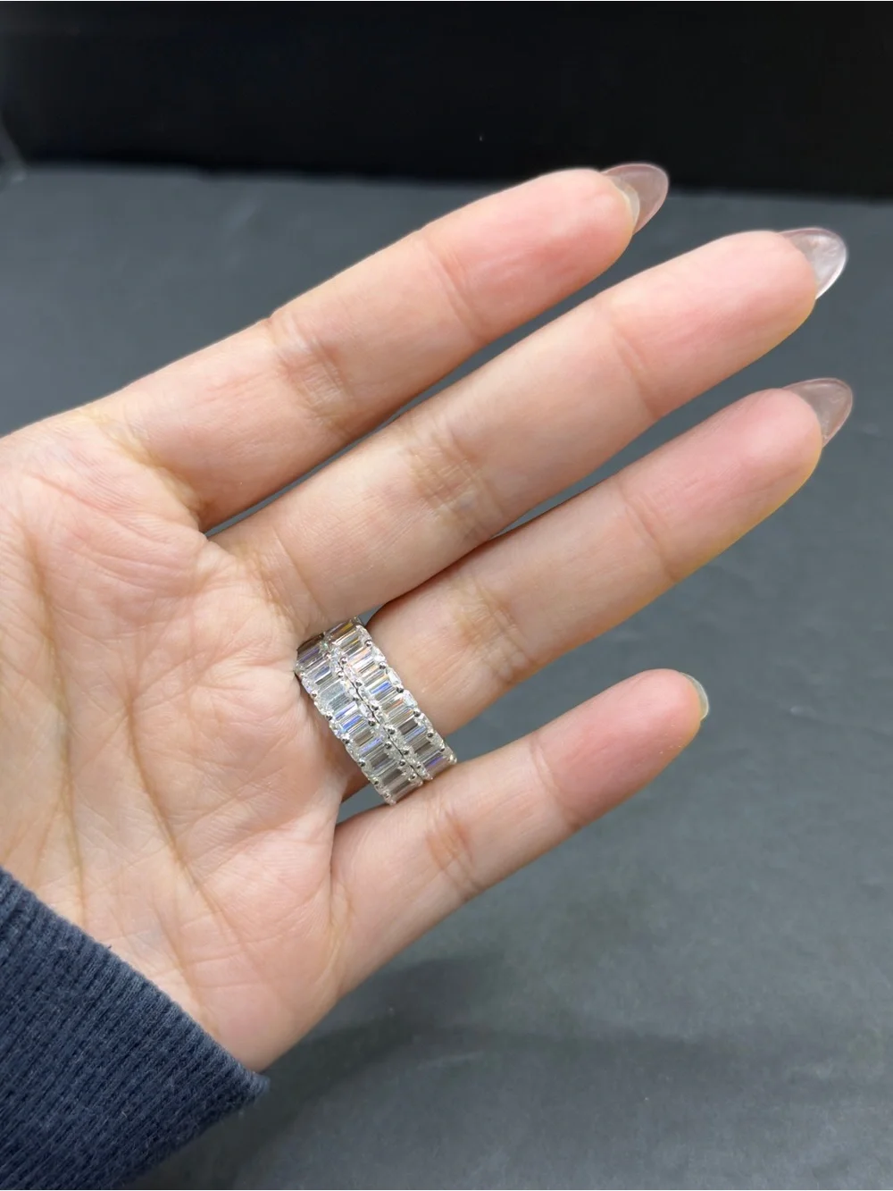 30cttw emerald cut Moissanite statement wedding set size 6.5